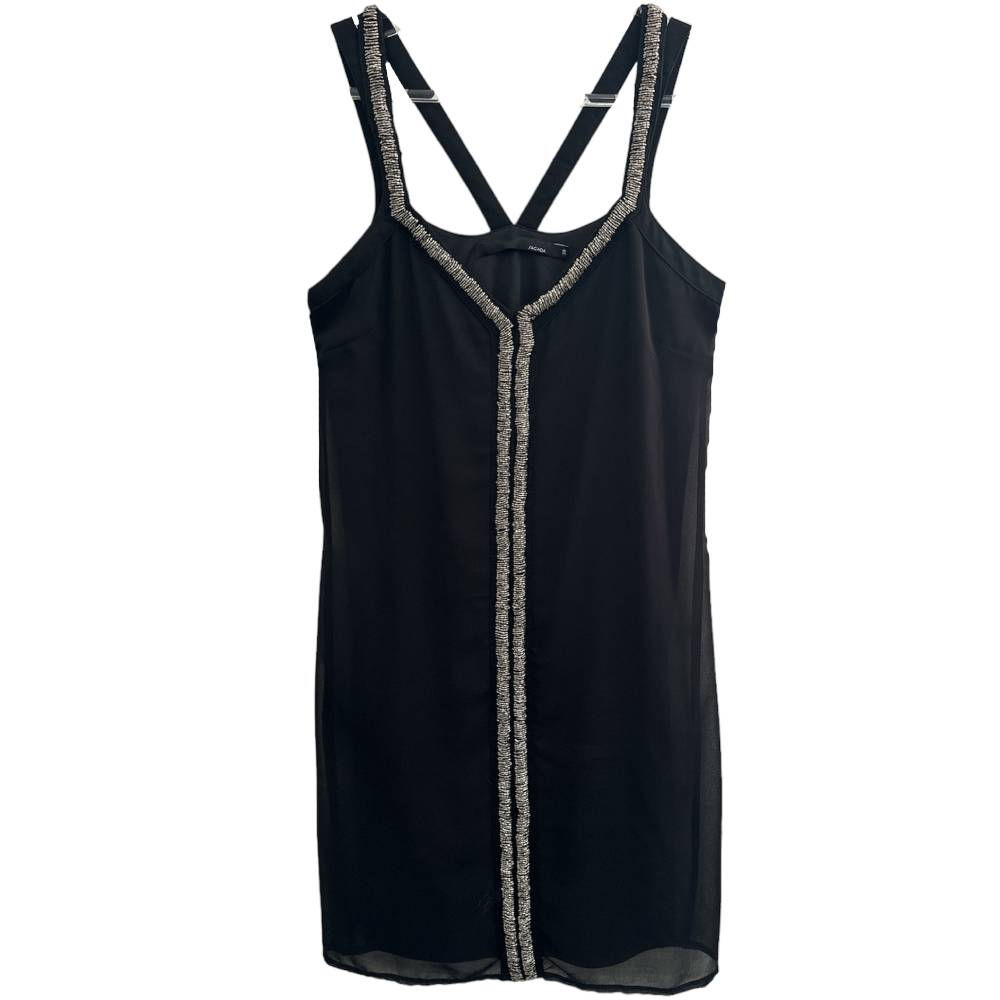 Vestido Preto com Bordados da Sacada - Tam 38