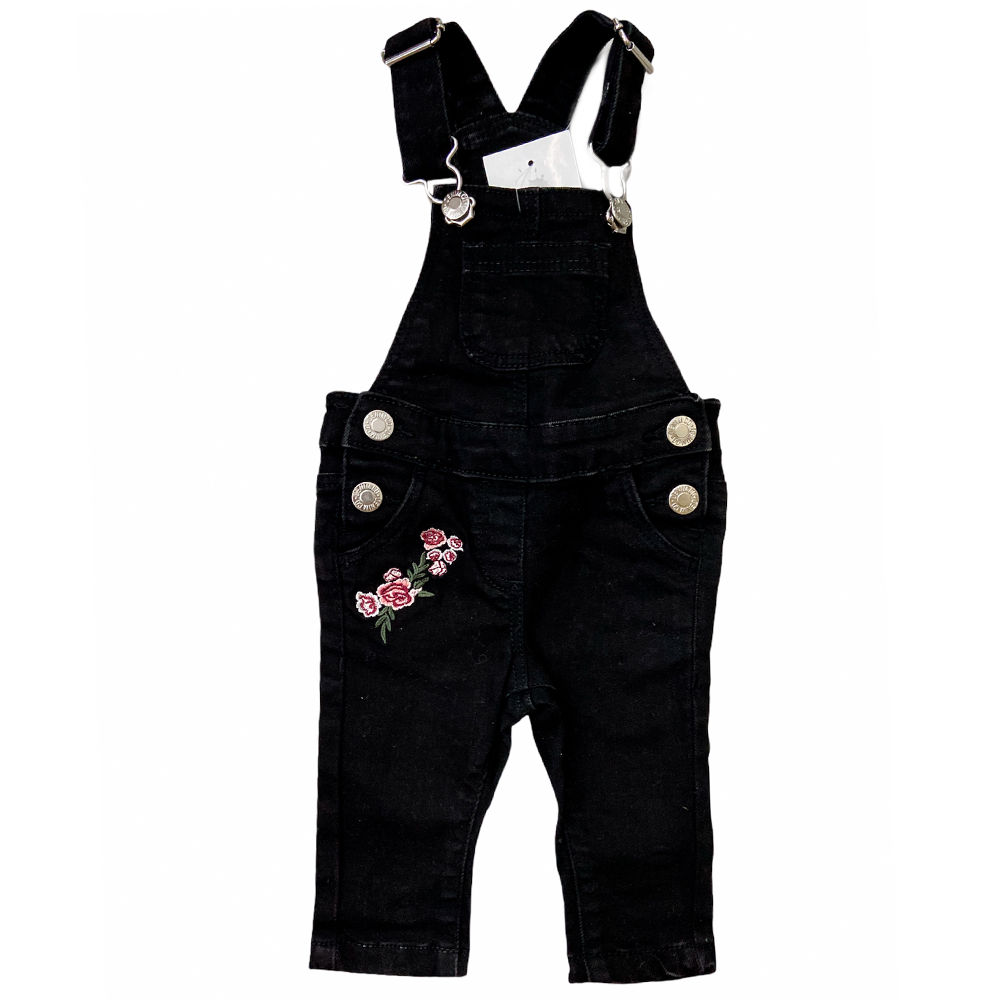 Jardineira Jeans Preta da Baby Girls