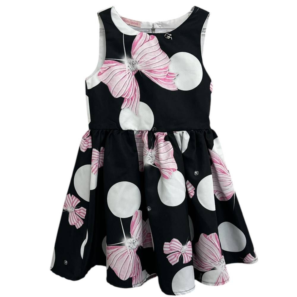 Vestido de Festa Floral Preto e Rosa da Gabriela Aquarela - Tam 4