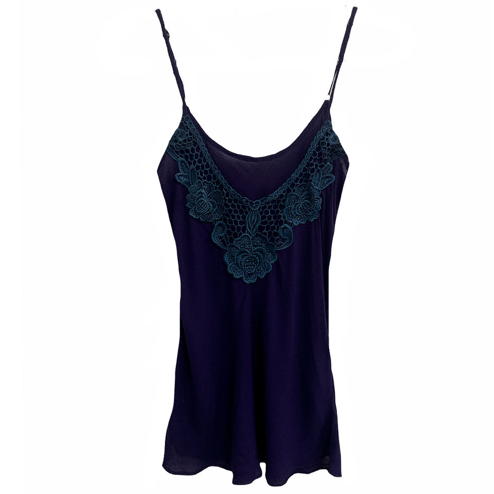 Miniatura: Blusa Alcinha Azul Marinho com Renda - Tamanho P