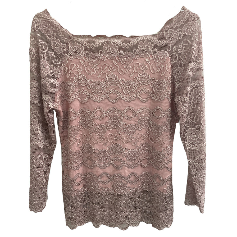 Blusa de Renda Rose com Forro - Tamanho M