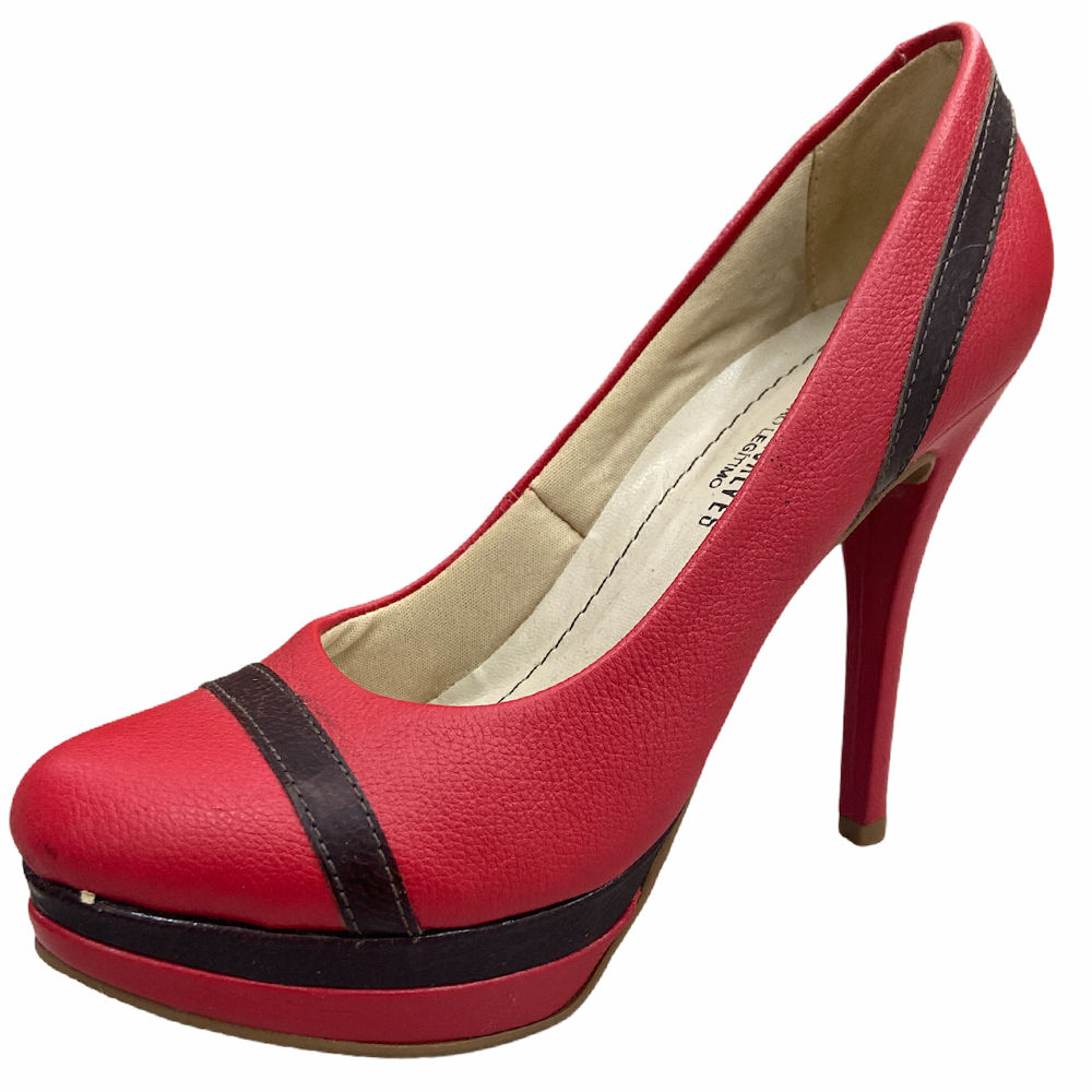 Sapato de Couro Vermelho da Paula Gonçalves - Tamanho 35