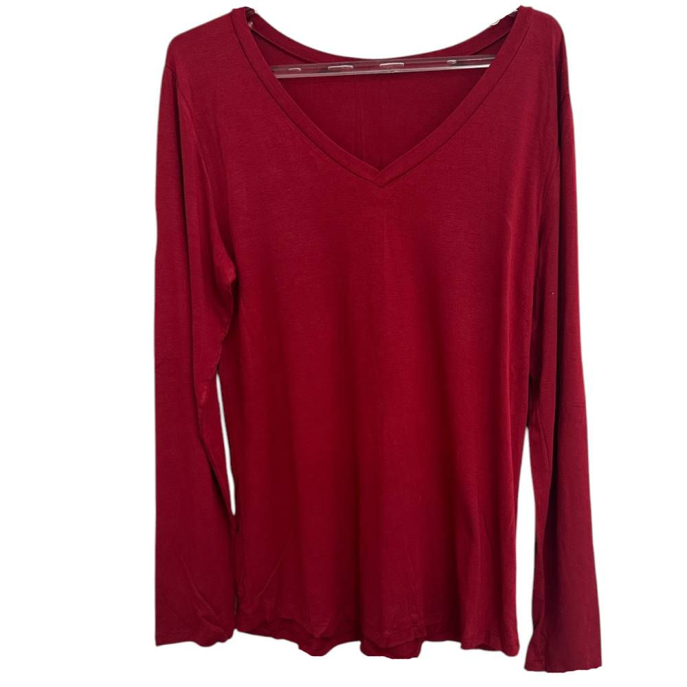 Blusa Manga Longa de Viscose Vermelha - Tam G