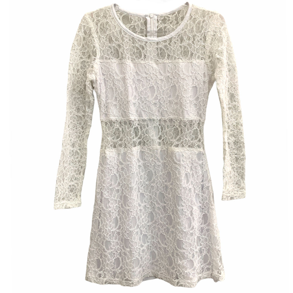 Vestido Branco de Renda Manga Longa - Tamanho M