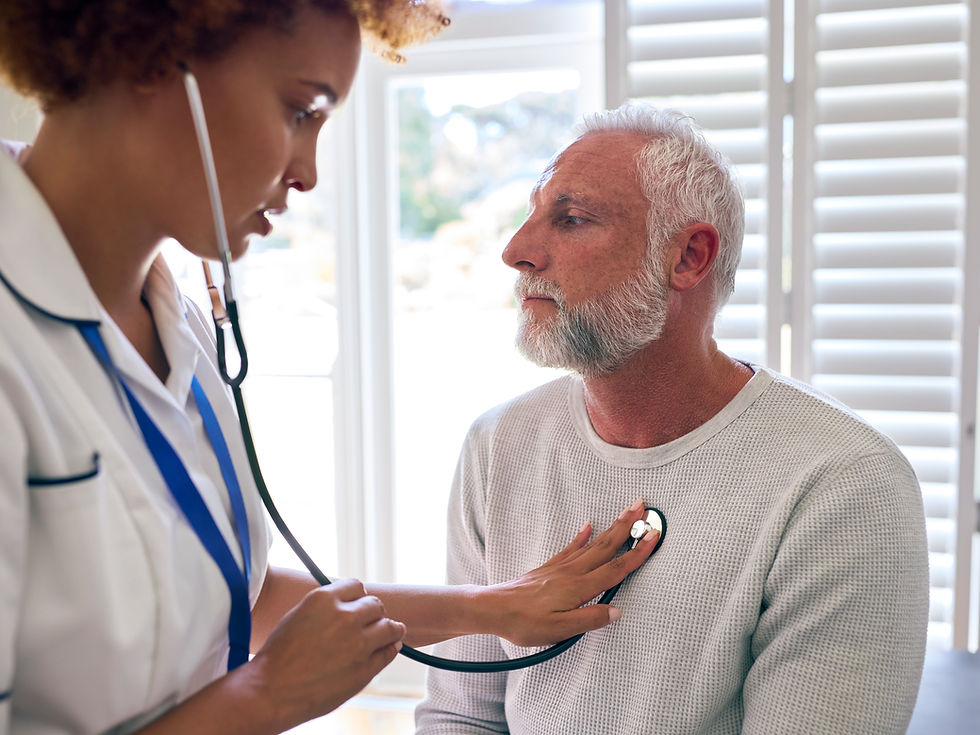 Man receiving a heart examination from his doctor