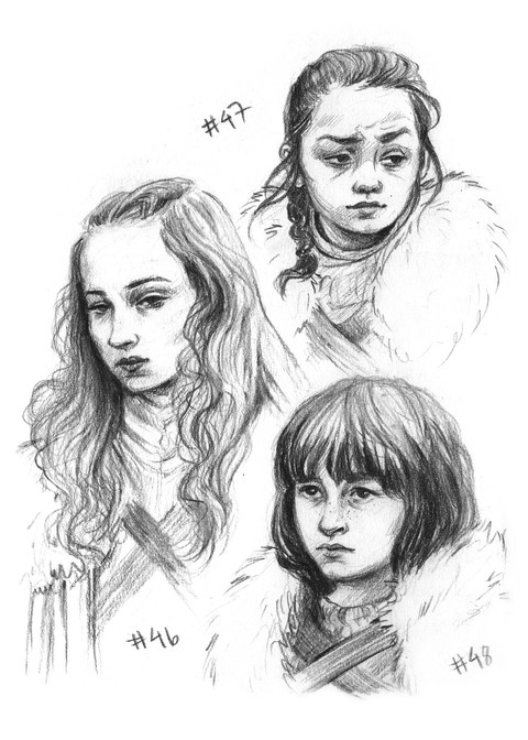 Arya, Sansa and Bran Stark