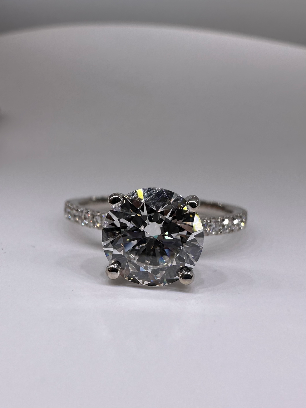 Thumbnail: 2.01 carat round F VS2 lab grown diamond on a pave band with hidden halo 