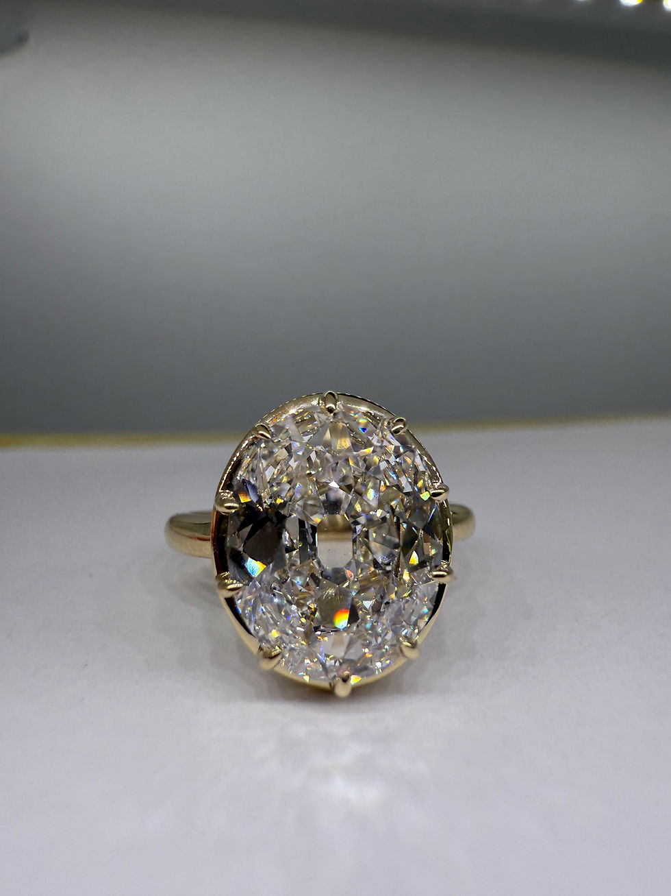 Thumbnail: 4.09 carat D VS1 antique cut oval lab diamond vintage style solitaire 