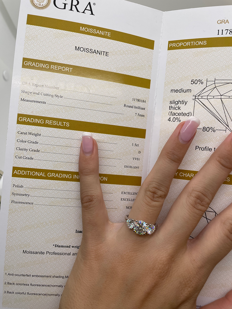 Thumbnail: 2.7 CTW round three stone ring 10k white 