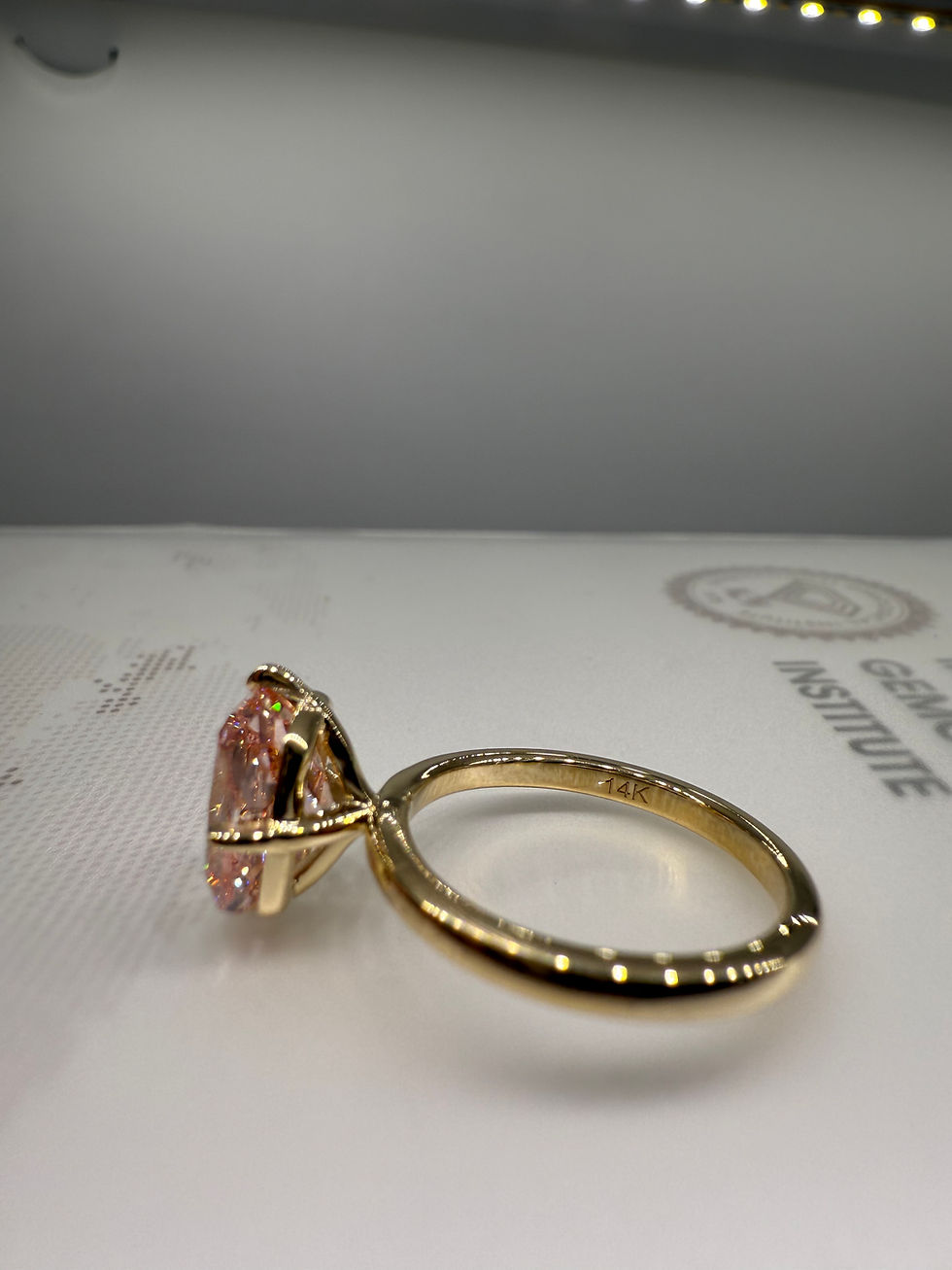 Thumbnail: 3.09 carat fancy vivid pink VVS2 cushion cut lab diamond solitaire 