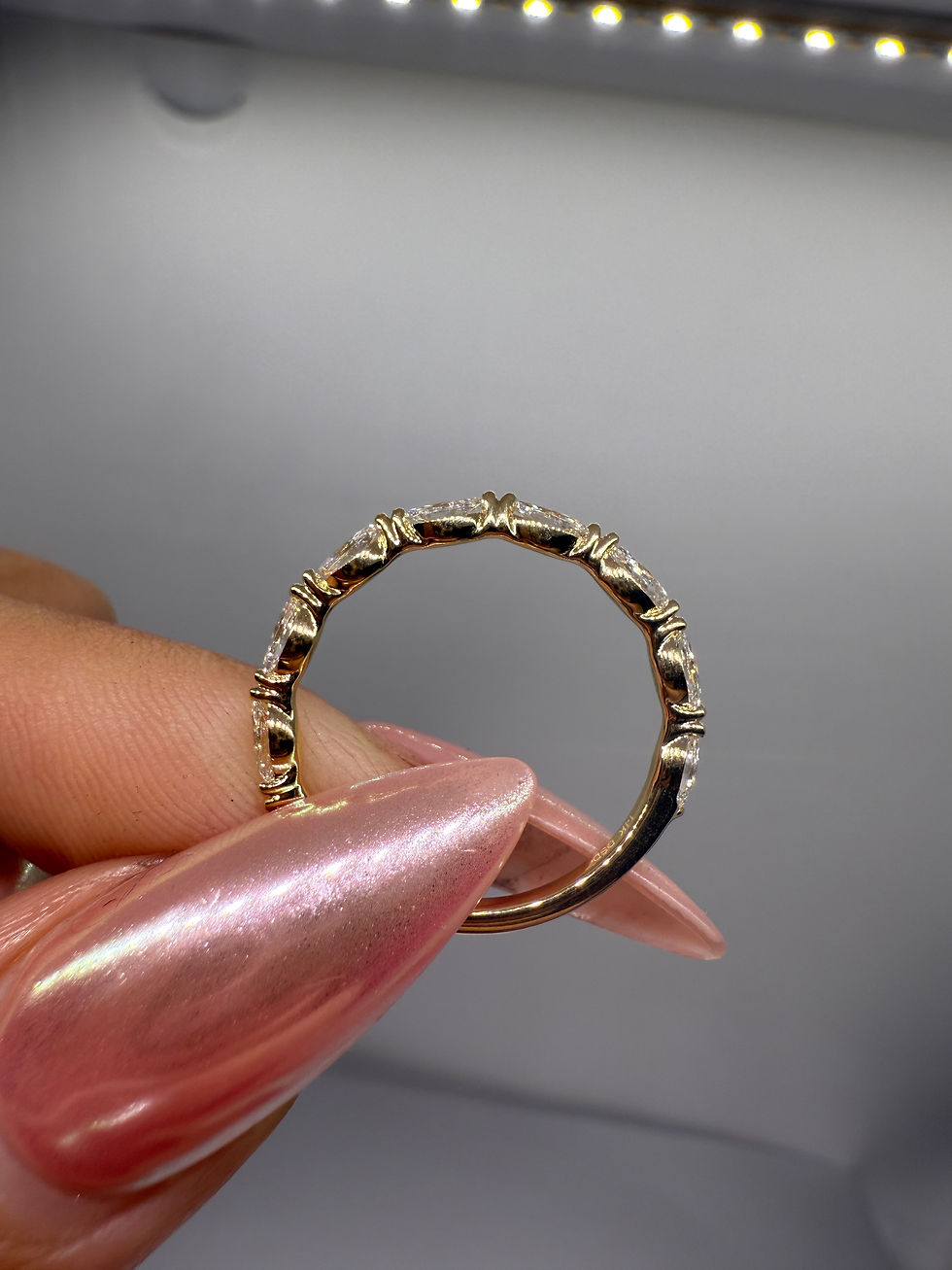 Thumbnail: 0.55 CTW east west marquise lab diamond wedding band 
