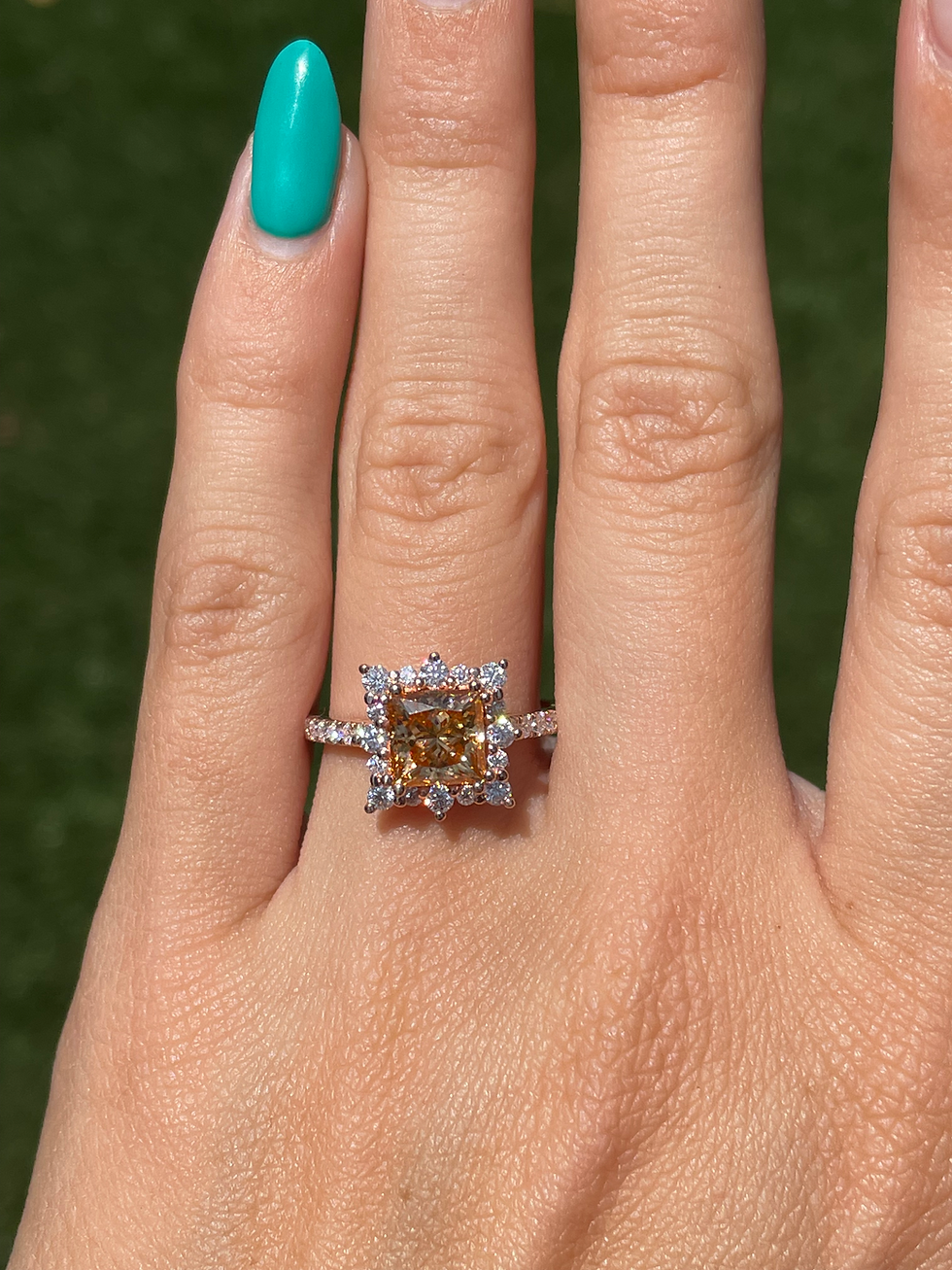 Thumbnail: 1.5 carat champagne moissanite with matching band 