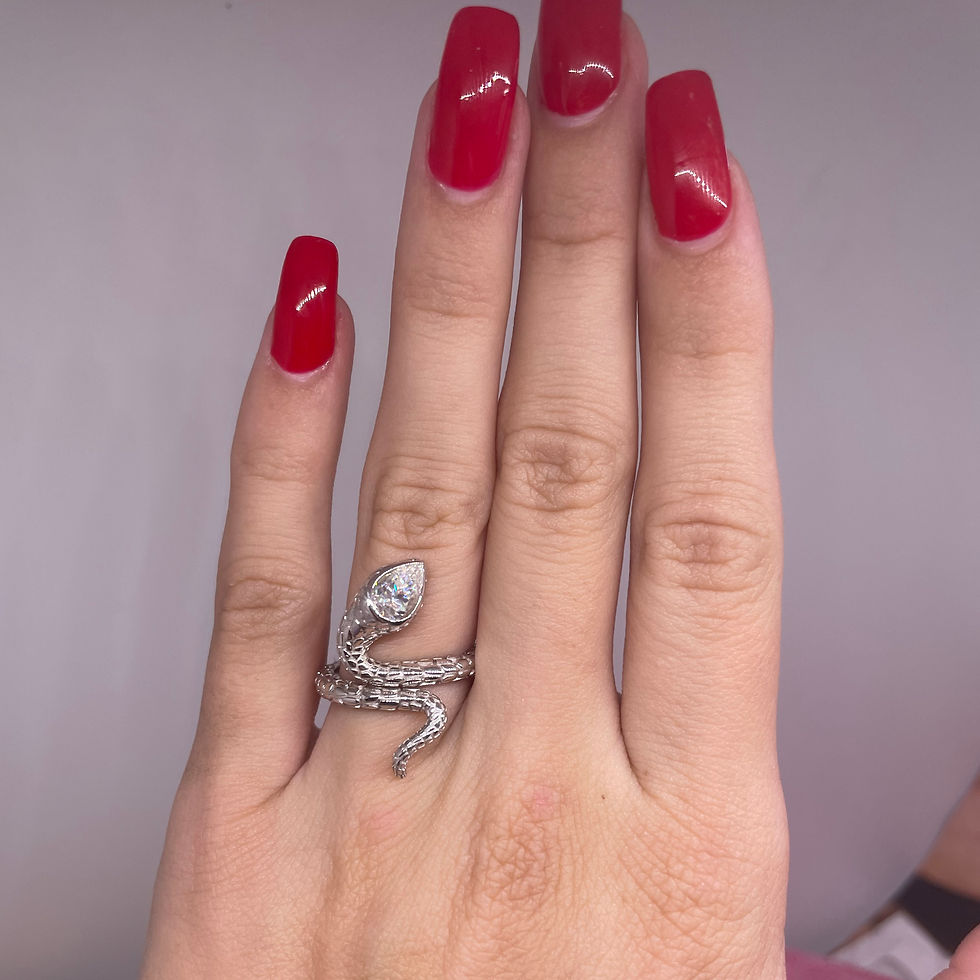 Thumbnail: Moissanite snake ring 14k white gold 