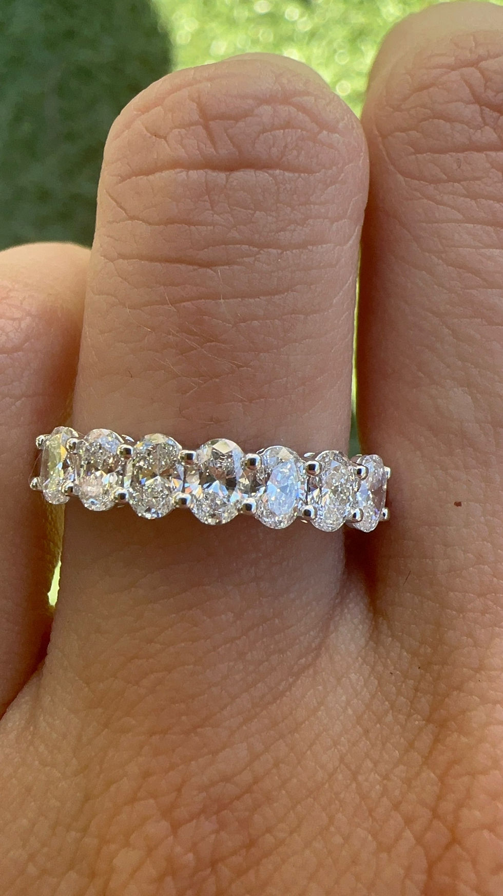 Thumbnail: 1 CTW oval 7 stone wedding band lab grown diamonds 