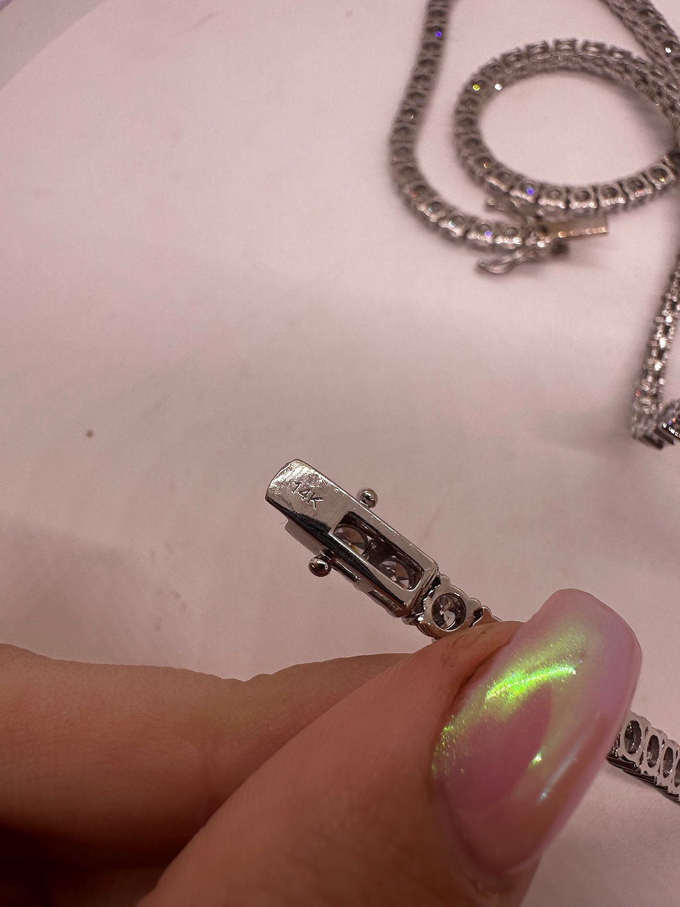 Thumbnail: 22 CTW round lab diamond tennis necklace 14k