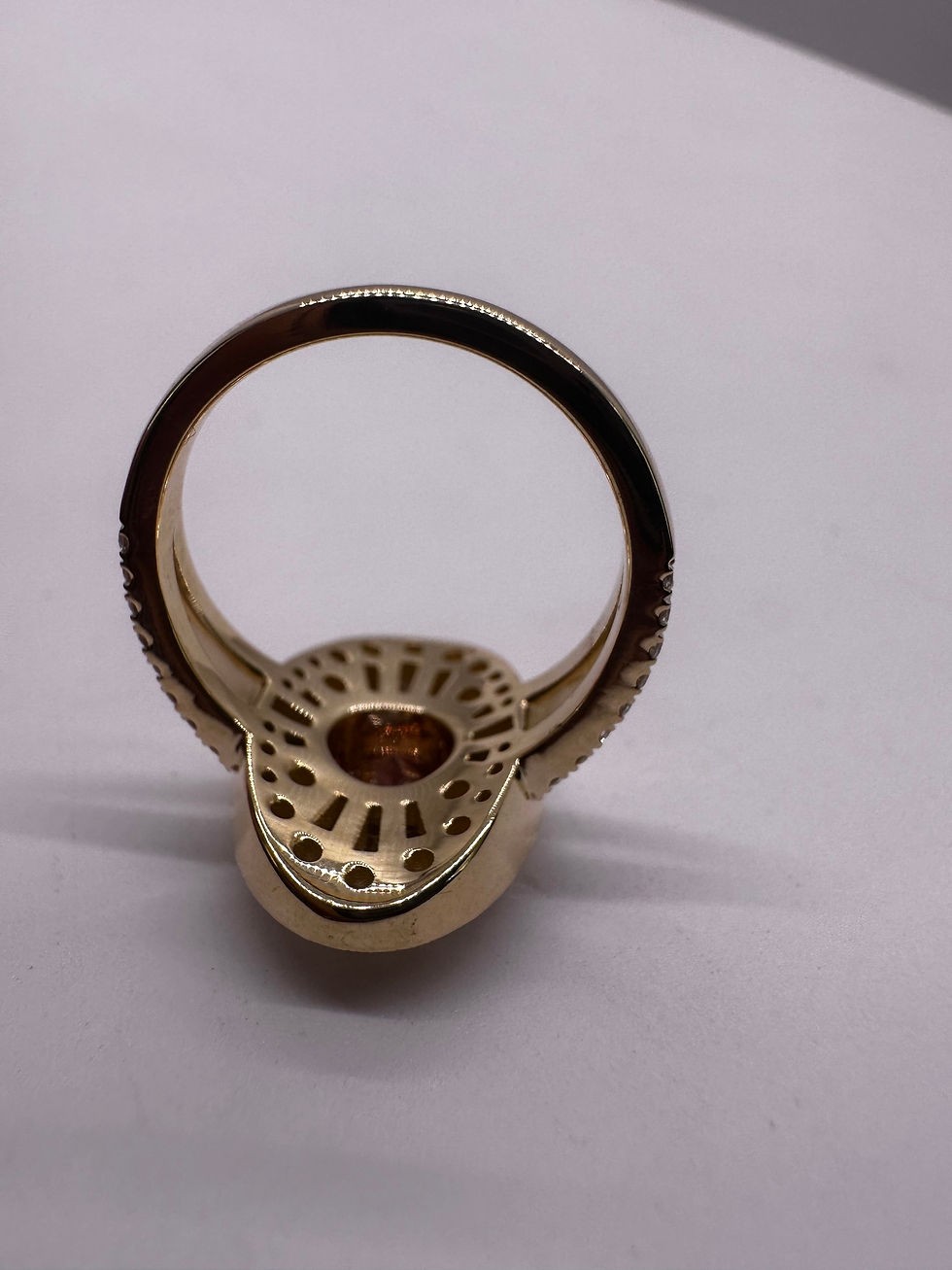 Thumbnail: 1 carat round pink lab diamond vintage style mosaic setting 