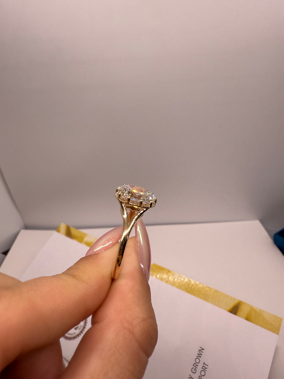Thumbnail: 3.02 carat F VS1 old mine cut diamond solitaire split shank 