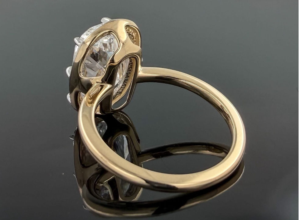 Thumbnail: 5.05 carat E VS1 cushion two toned vintage style lab diamond solitaire 