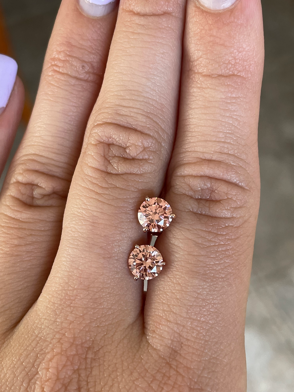 Thumbnail: Pink lab diamond stud earrings 1.5 CTW