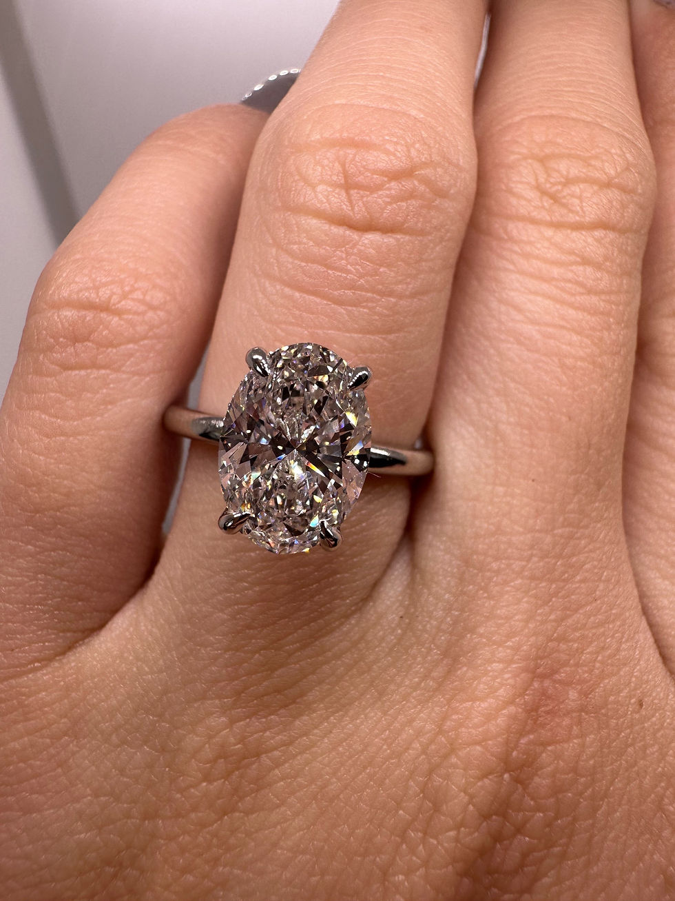 Thumbnail: 2.70 f vs1 oval lab grown diamond solitaire with a hidden halo 