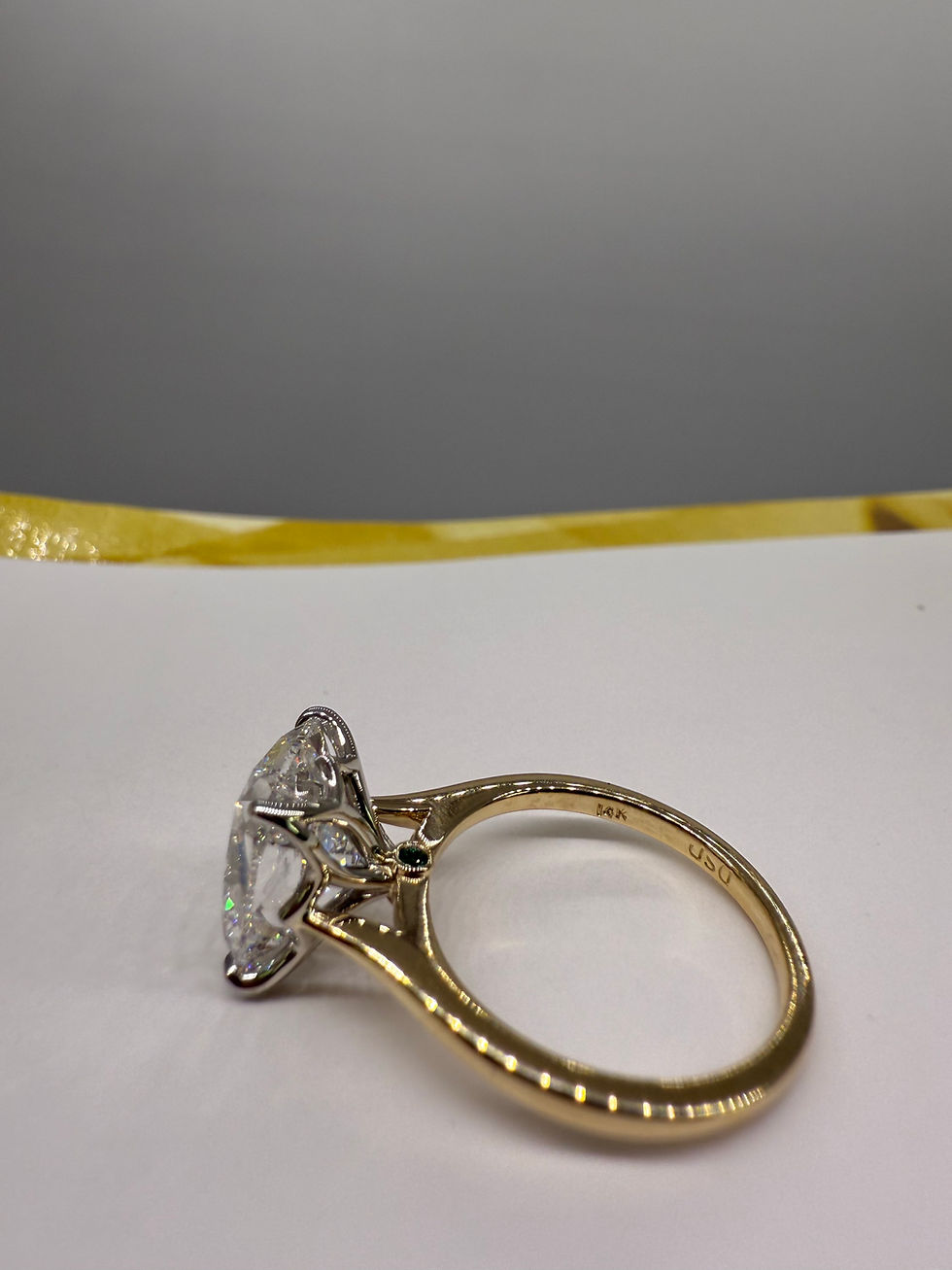 Thumbnail: 4.82 carat E VVS2 antique cushion lab diamond solitaire tulip setting 