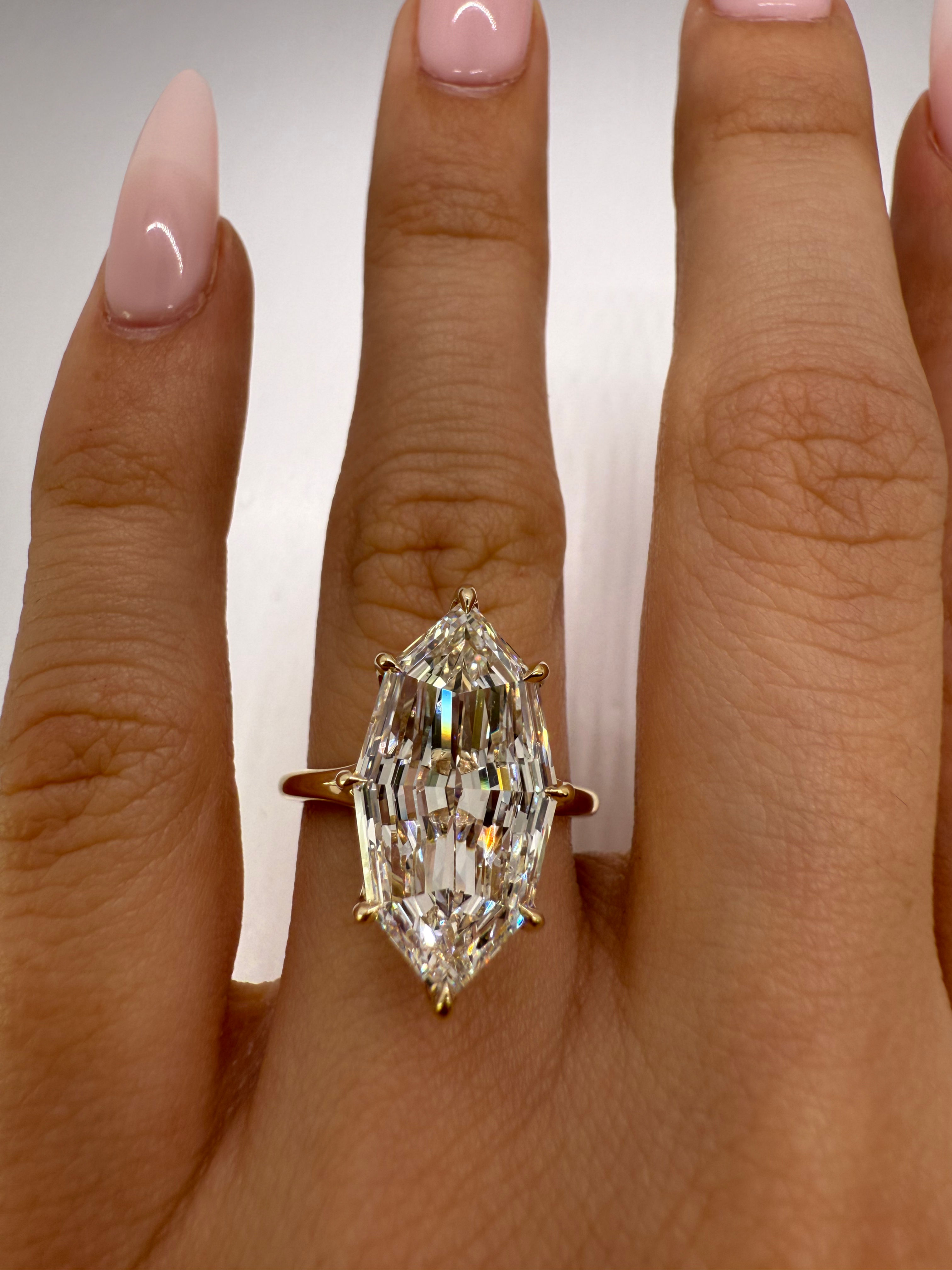 7.04 carat G VS1 step cut marquise lab diamond solitaire engagement ring 