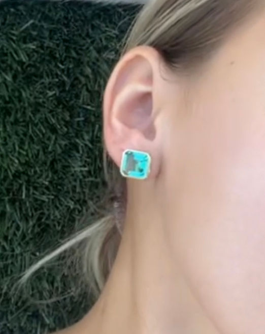 Thumbnail: 6.1 CTW lab grown emerald asscher studs 14k