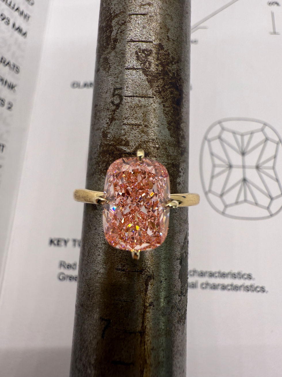Thumbnail: 3.09 carat fancy vivid pink VVS2 cushion cut lab diamond solitaire 