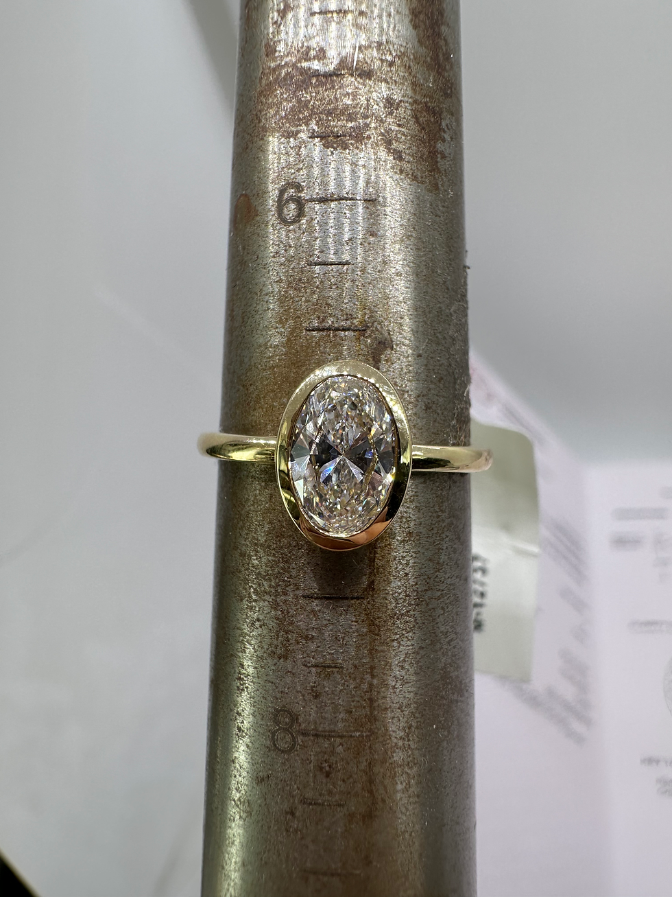 Thumbnail: 1.03 carat D VVS2  solitaire bezel oval lab diamond ring