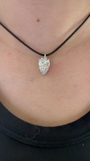 Thumbnail: 5.20 carat F VS2 pear lab diamond necklace 