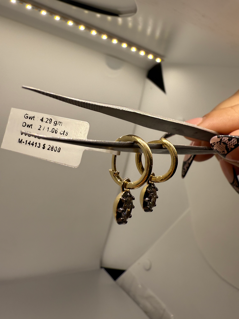 Thumbnail: 1.06 CTW oval lab diamond drop hoop Georgian earrings 