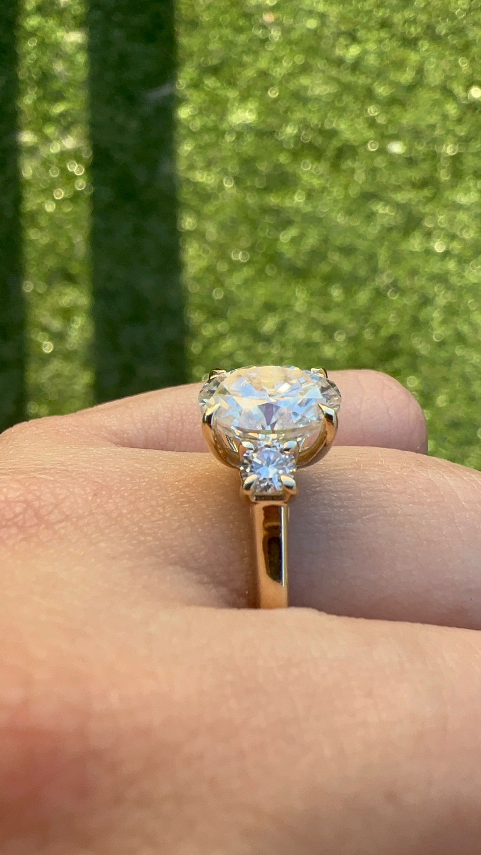 Thumbnail: 2.5 carat oval three stone trellis 14k 