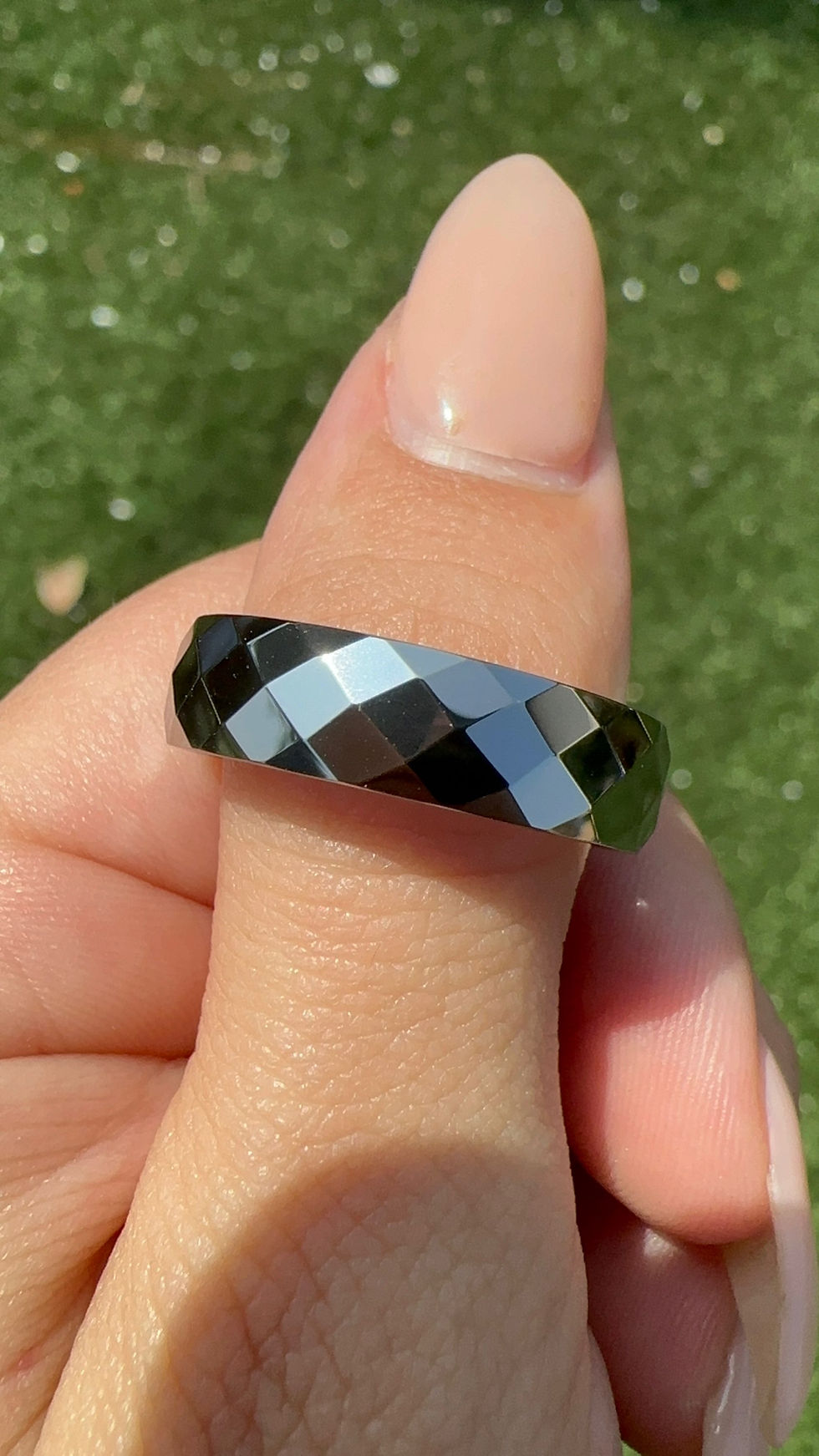 Thumbnail: 6mm wide mens tungsten teel geometric band