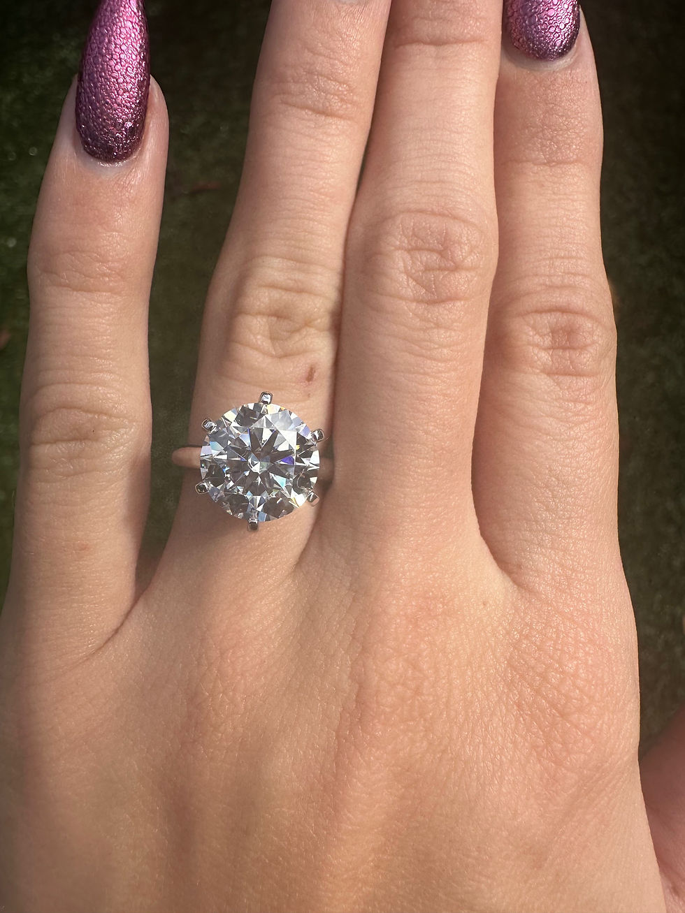 Thumbnail: 5 carat round moissanite solitaire 14k white gold