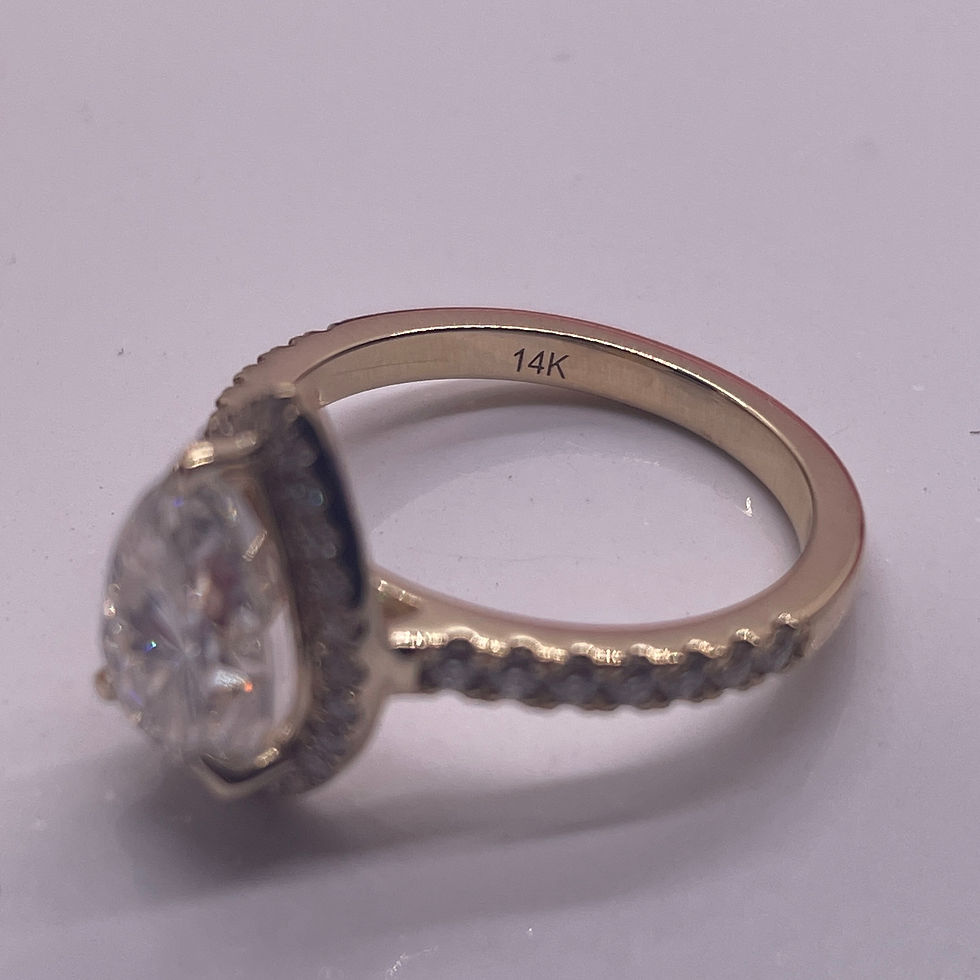 Thumbnail: 2 carat pear moissanite halo ring with pavé band