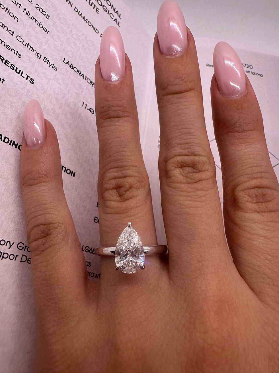 Thumbnail: 2.04 carat E vs1 pear lab diamond solitaire 