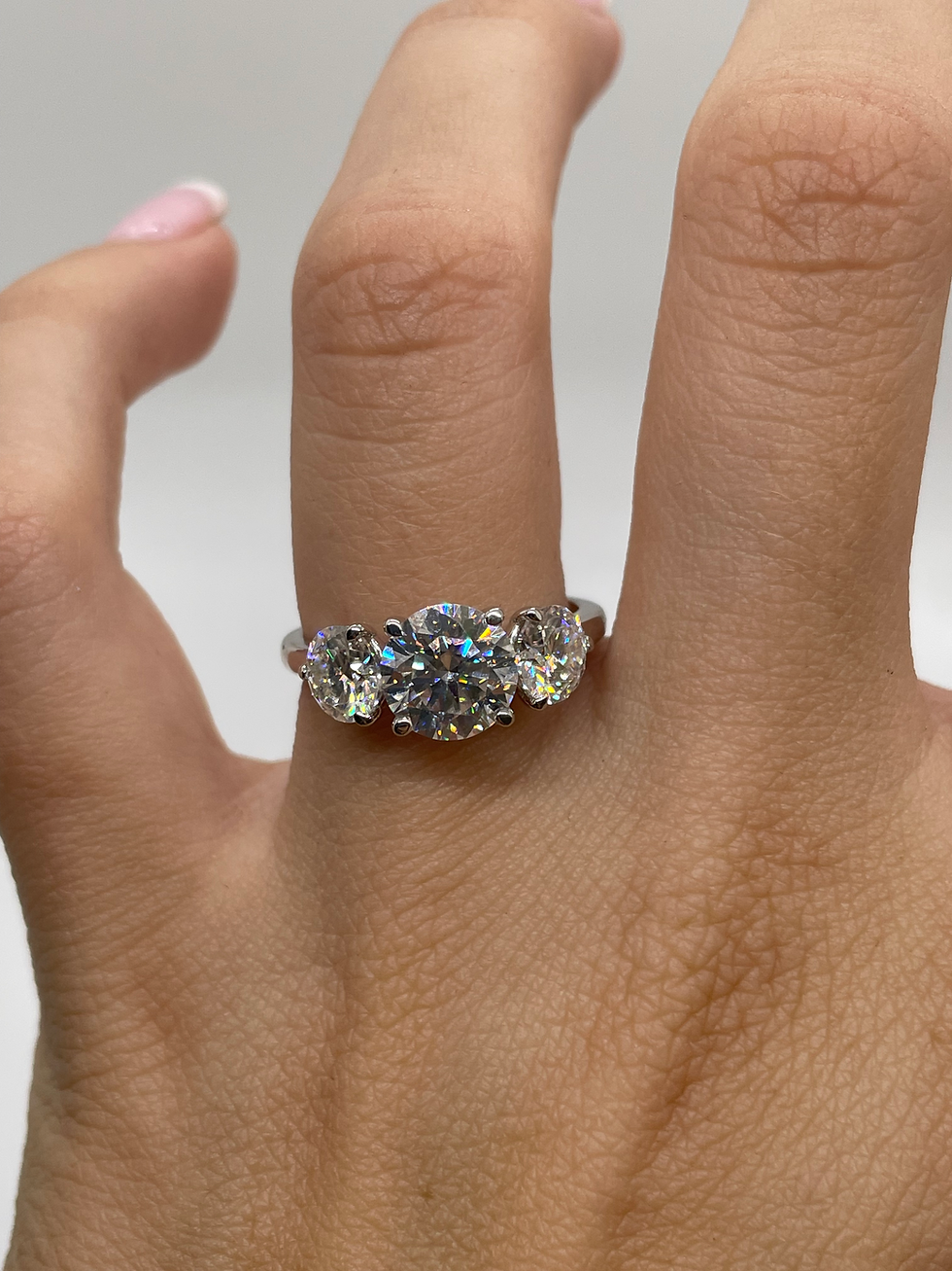 Thumbnail: 2.7 CTW round three stone ring 10k white 