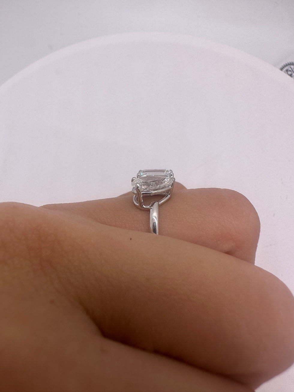 Thumbnail: 2.61 CTW emerald cut and pear toi et moi lab diamond ring 