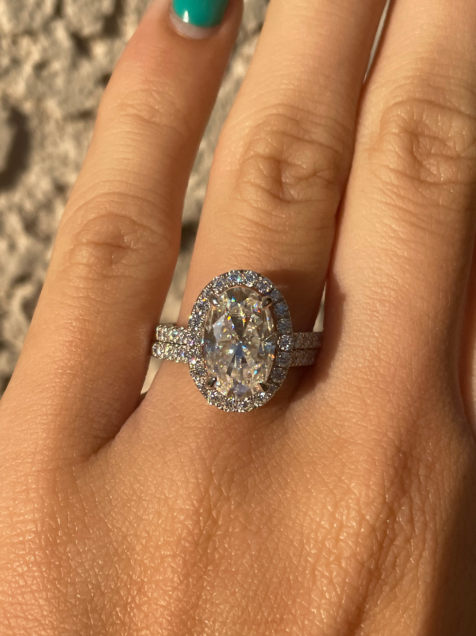 Thumbnail: 3 carat oval with matching halo band 