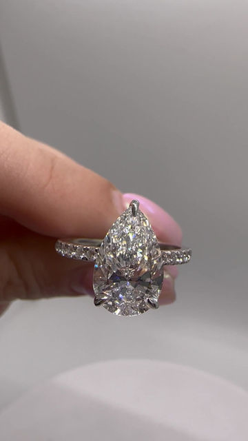 Thumbnail: 3.00 carat E VS1 pear lab diamond on a pavé band 