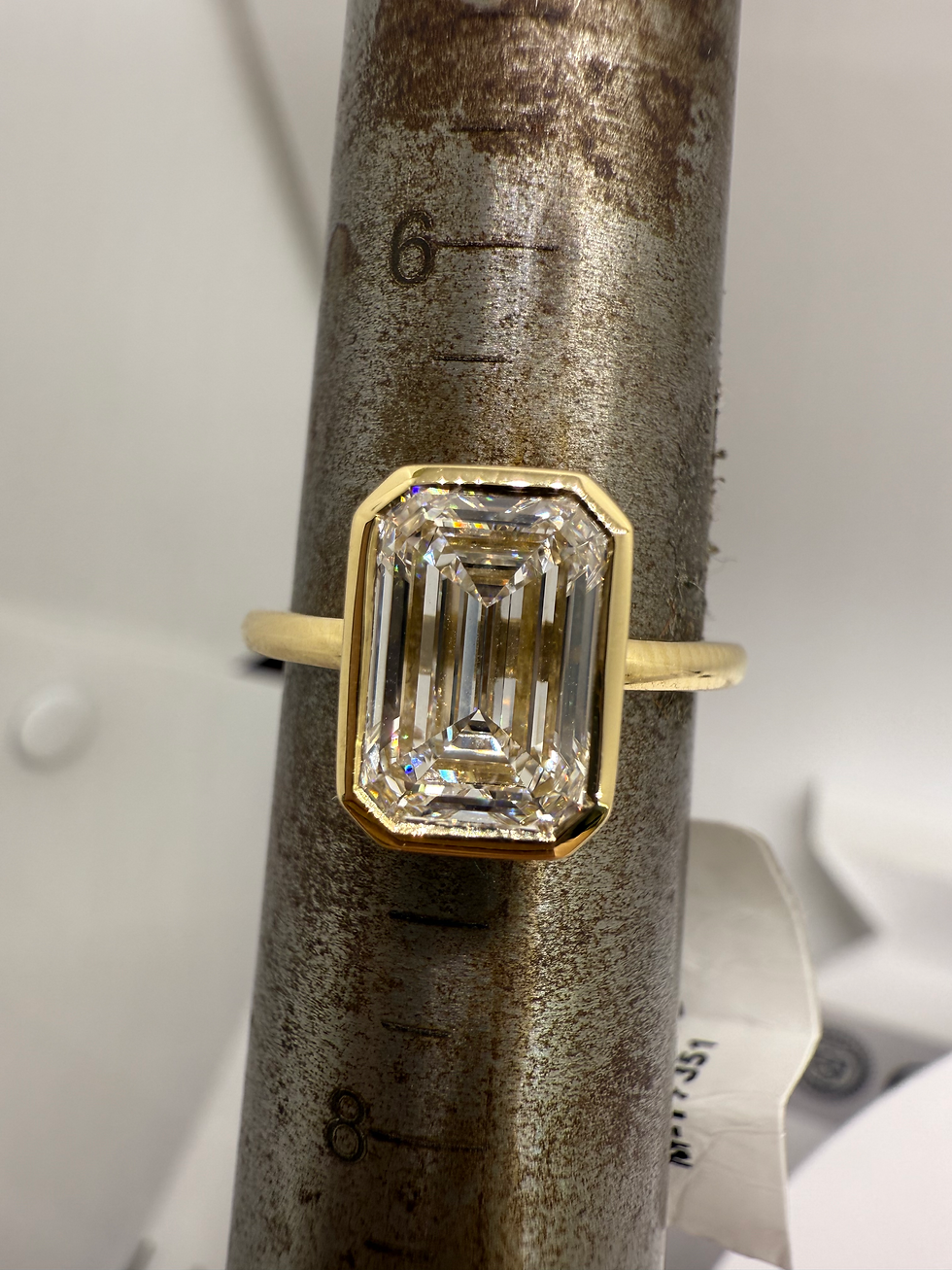 Thumbnail: 3.09 carat E VS1 emerald cut lab diamond bezel solitairee 