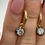Thumbnail: 1.01 CTW round dangle hoop lab diamond non certified Georgian earrings