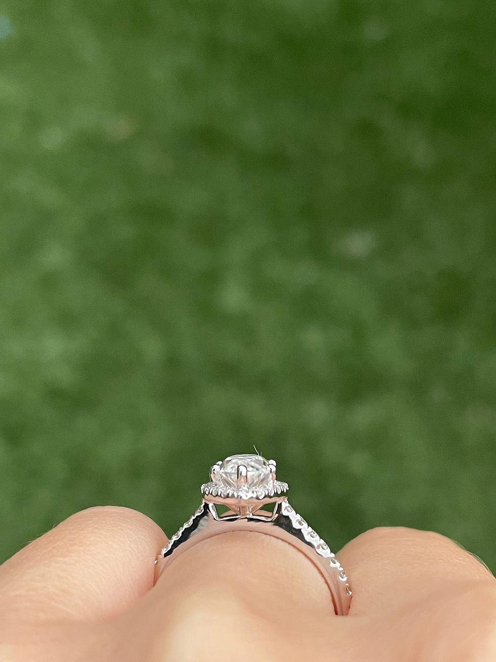 Thumbnail: 1.5 carat marquise moissanite on a pavé band with halo 