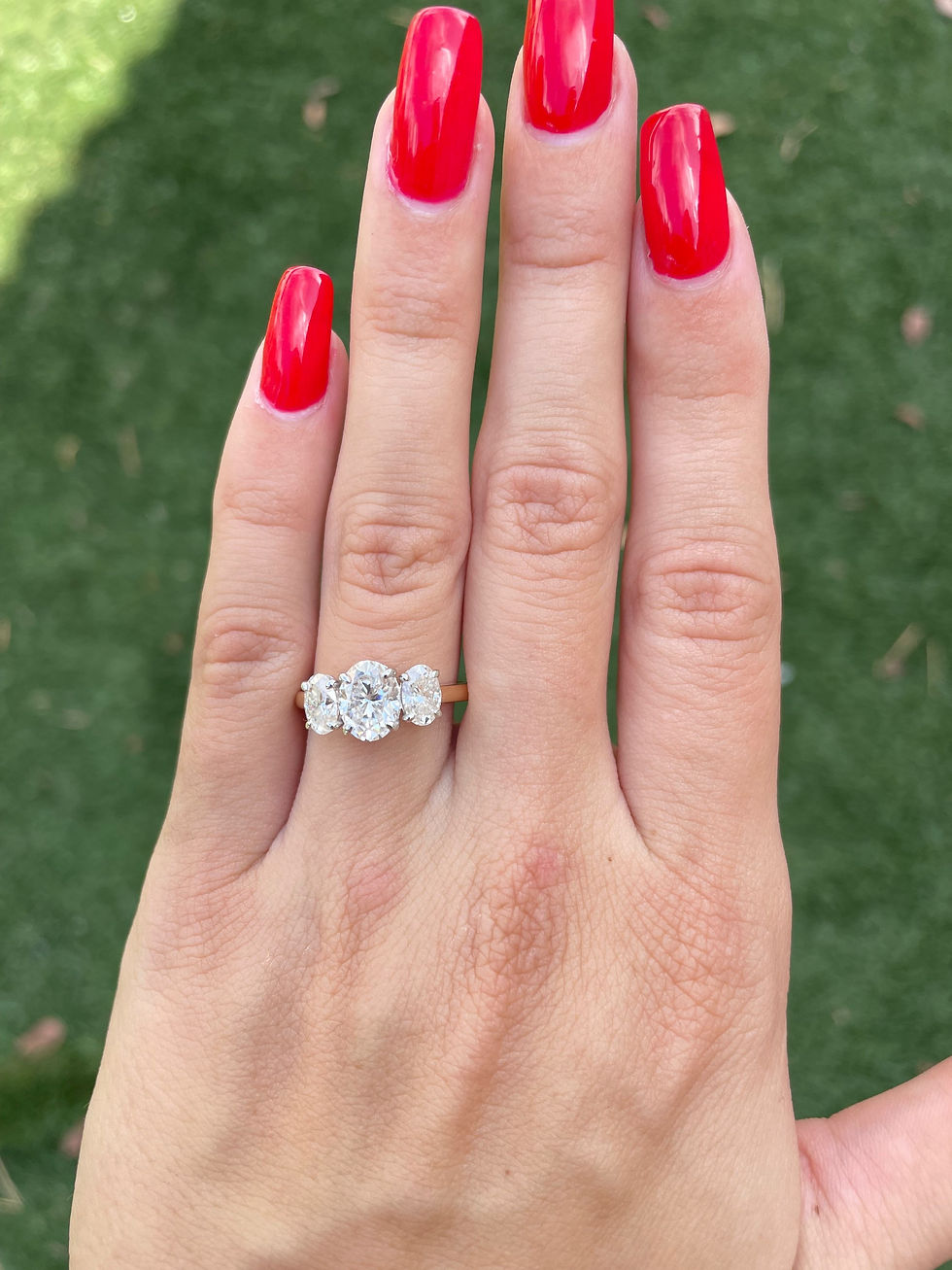 Thumbnail: 2.5 CTW oval moissanite three stone engagement ring