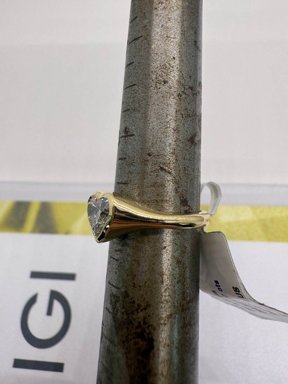 Thumbnail: 1.07 carat E VS1 heart lab diamond bezel pinky ring 