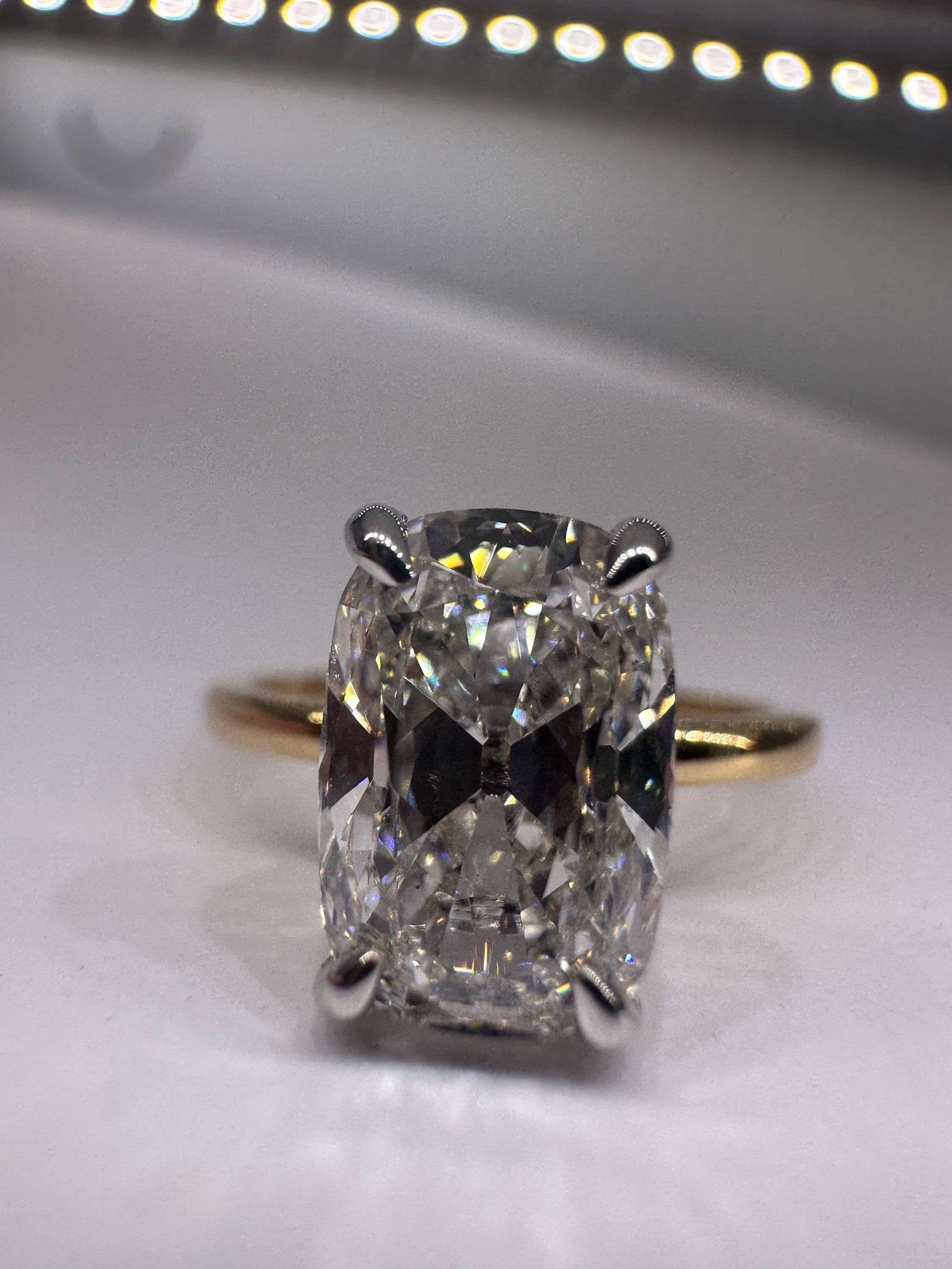 2.37 carat F VS1 antique cushion lab grown diamond solitaire