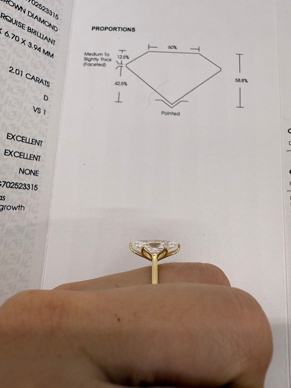 Thumbnail: 2.01 carat D VS1 marquise lab diamond solitaire tulip basket 