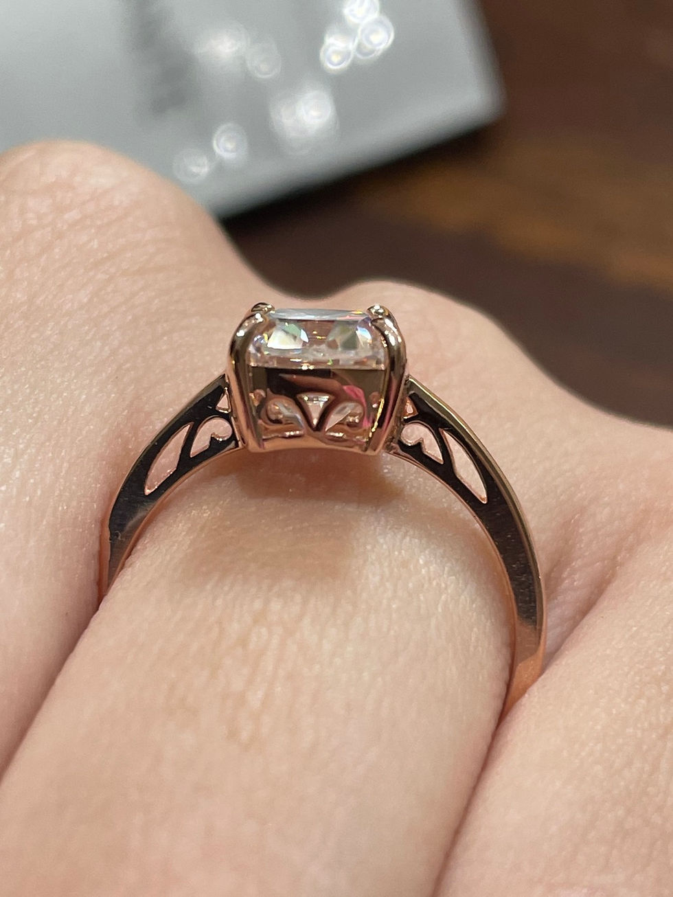 Thumbnail: 2 carat elongated cushion solitaire in 10k Rose gold 