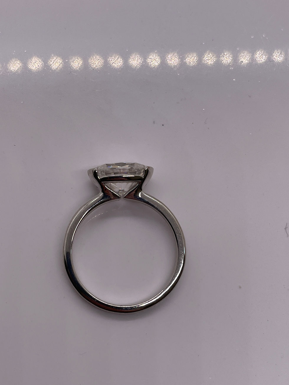 Thumbnail: 3 carat oval east west half bezel 10k white 