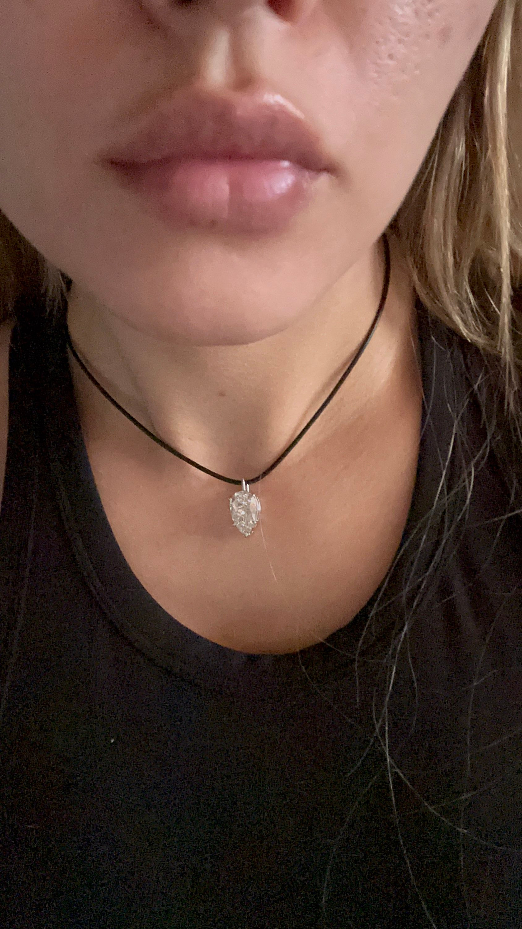 5.20 carat F VS2 pear lab diamond necklace 